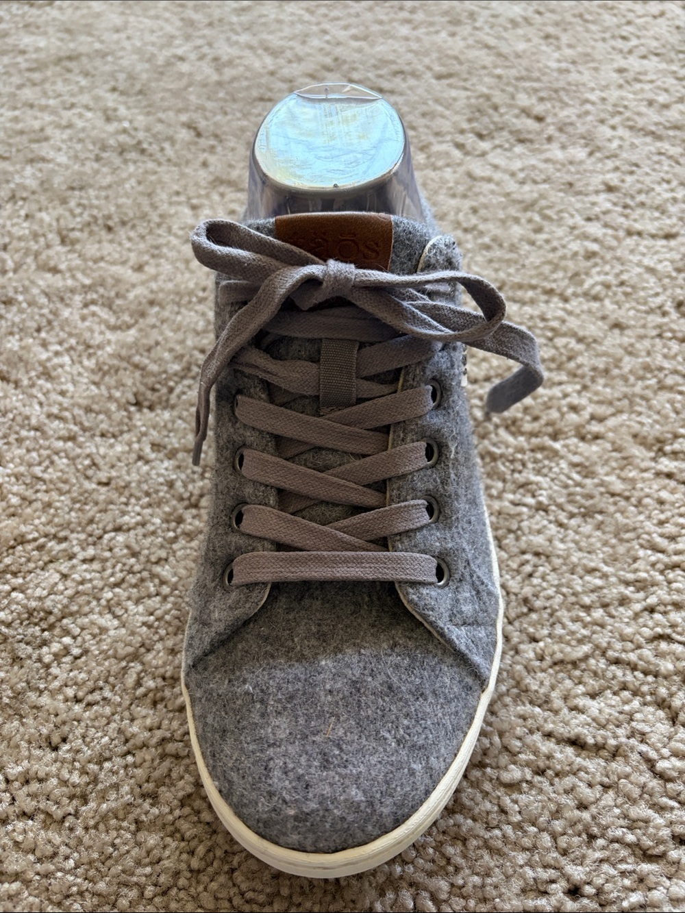 Lace-up Taos Starburst Charcoal Gray Wool Sneakers with Leather Trim Size 8 - Picture 4 of 16